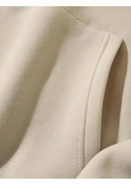 Erkek Bej Dikey Baskılı Oversize Sweatshirt modelleri