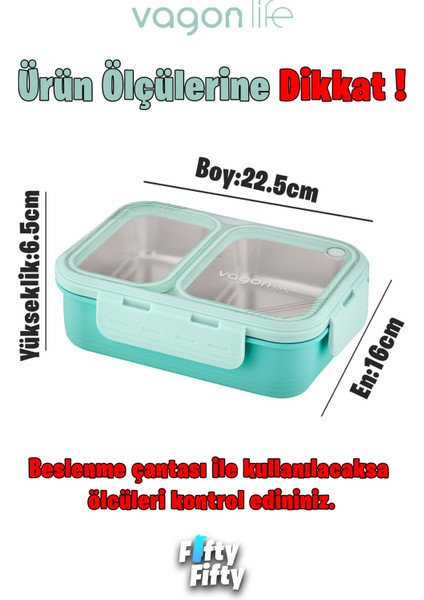 Lunch Box 700 ml Tek Kat Iki Bölmeli Metal Kaşıklı Yeni Nesil Sefer Tası