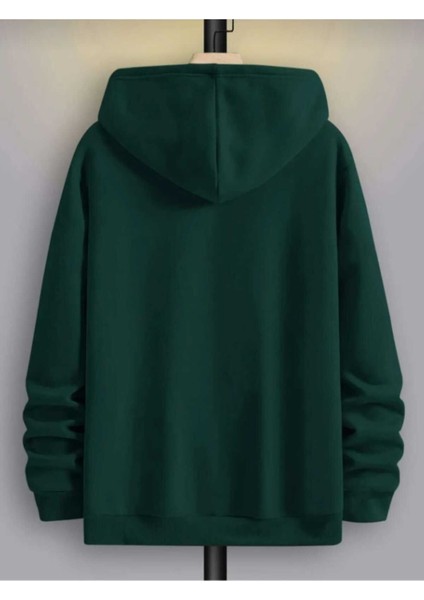 Erkek Yeşil Oversize Kapüşonlu Dikey Baskılı Sweatshirt fiyatları