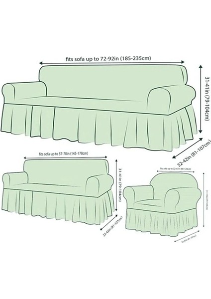 Bürümcük Pamuklu Kanepe, Koltuk, Çekyat(3-1-1) Koltuk Örtüsü Takımı Etekli Koltuk Kanepe Kılıfı modelleri
