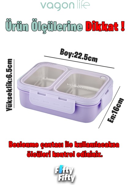 Lunch Box 700 ml Tek Kat Iki Bölmeli Metal Kaşıklı Yeni Nesil Sefer Tası