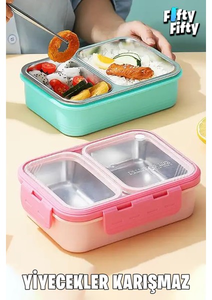 Lunch Box 700 ml Tek Kat Iki Bölmeli Metal Kaşıklı Yeni Nesil Sefer Tası