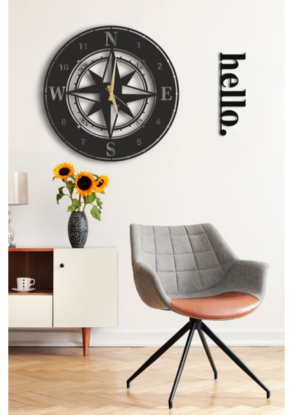 Şık 50x50cm pusula ve yaşam ağacı duvar dekoru seti, modern tasarım siyah renk fiyatları