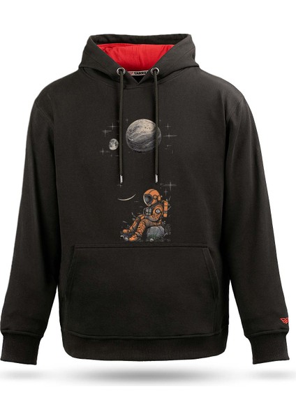 Kayada Oturan Astronot Tasarım Kapşonlu Sweatshirt