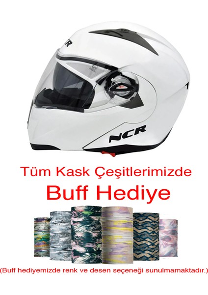 Çene Açılır Kask Beyaz