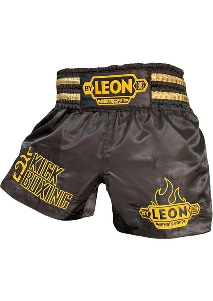 Leon Kick Boxing Nakışlı Kick Boks Şortu Siyah