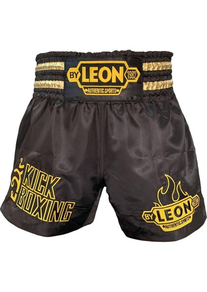 Leon Kick Boxing Nakışlı Kick Boks Şortu Siyah