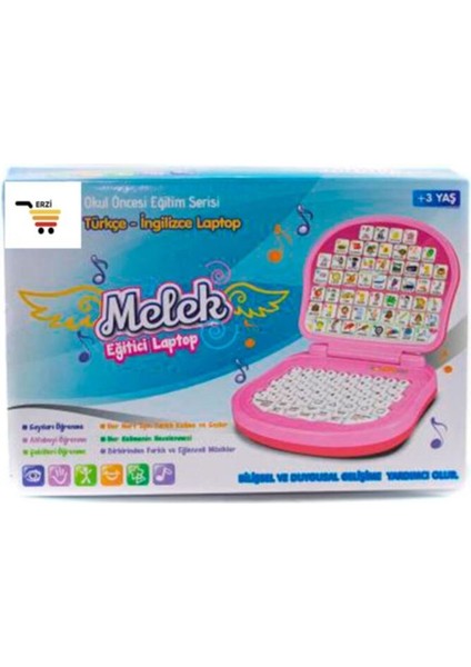 Oyuncak Mini Laptop Melek Laptop Türkçe Ingilizce Eğitici Pembe 21 cm