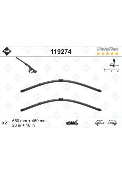 Silecek Supurgesi Swf Ruzgarlikli Flat 650Mm-450Mm Bmw F10 F01 F07 12