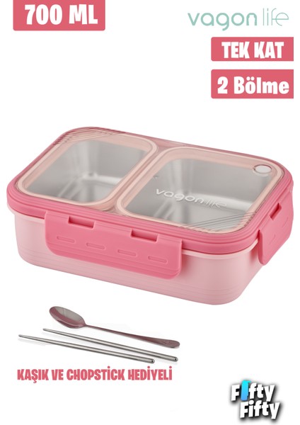 Lunch Box 700 ml Tek Kat Iki Bölmeli Metal Kaşıklı Yeni Nesil Sefer Tası