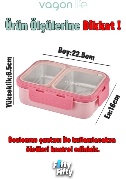 Lunch Box 700 ml Tek Kat Iki Bölmeli Metal Kaşıklı Yeni Nesil Sefer Tası