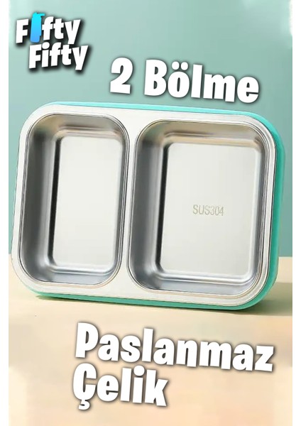 Lunch Box 700 ml Tek Kat Iki Bölmeli Metal Kaşıklı Yeni Nesil Sefer Tası