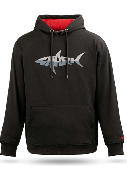 Köpekbalığı Gücü Tasarım Kapşonlu Sweatshirt