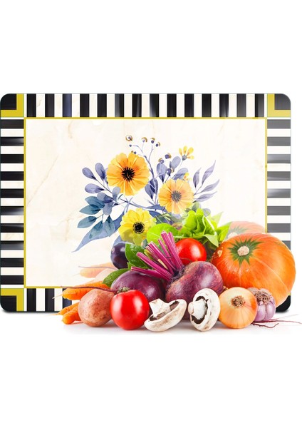 Cam Kesme Tahtası ve Sunumluk Mackenzie Vintage Flower 20X30 cm