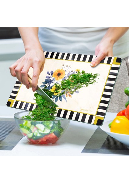 Cam Kesme Tahtası ve Sunumluk Mackenzie Vintage Flower 20X30 cm modelleri