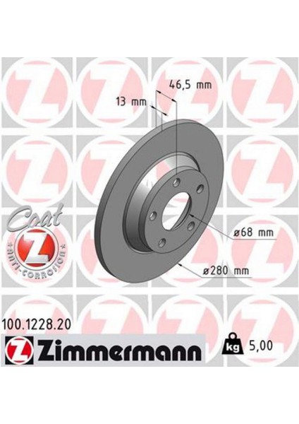 Ön Fren Aynasi Audi A4 1.6-1.9Tdi 95/11.00 A4 Avant 1.6-1.8 20V-1.9Tdı 95/9.01 280X13X5Dl 986478615-Df2730 12