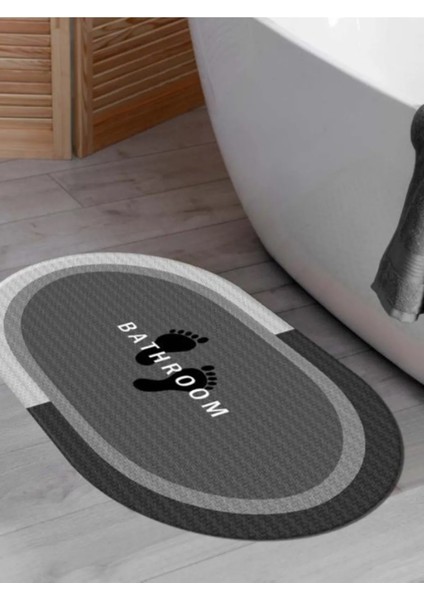 Siyah Su Geçirmez Kaydırmaz Banyo Paspası Banyo Halısı Su Emici Kaymaz Paspas 50 x 70