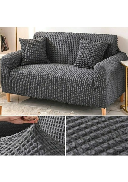 Bürümcük Koltuk, Kanepe Örtüsü Streç Tam Giydirme Likralı Yıkanabilir Çekyat 3 Kişilik Antrasit