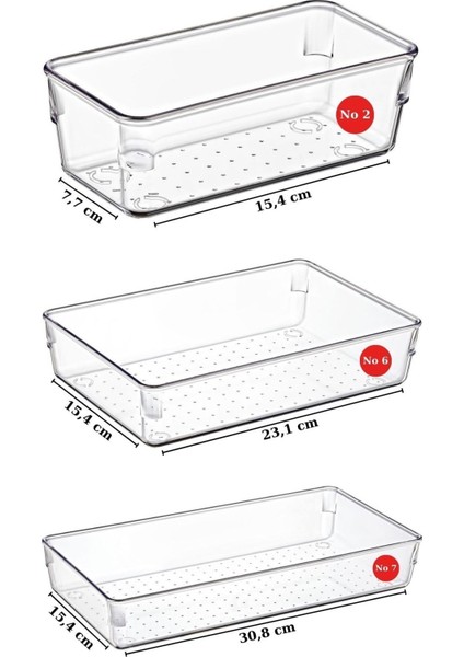 Nandy Home 3 Parça Çekmece Içi Punto Drawer Düzenleyici Organizer Şeffaf