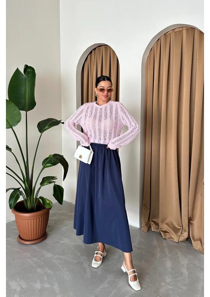 Lacivert Lola Fermuarlı Uzun Etek modelleri