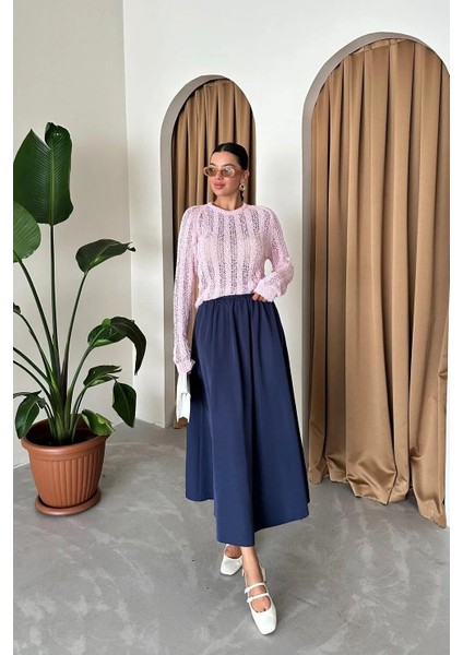 Lacivert Lola Fermuarlı Uzun Etek fırsatları