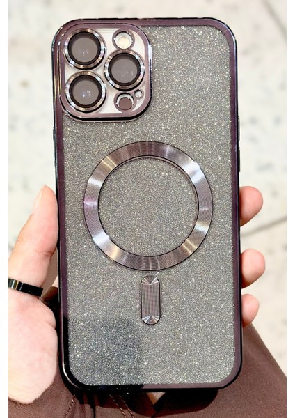 iPhone 15 Pro Max Kamera Korumalı Parlak Simli Magsafe Destekli Modern Shimmer Kılıf modelleri