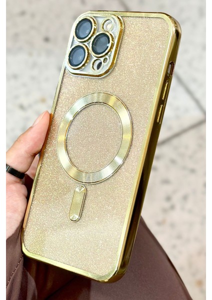 iPhone 15 Pro Max Kamera Korumalı Parlak Simli Magsafe Destekli Modern Shimmer Kılıf indirimleri