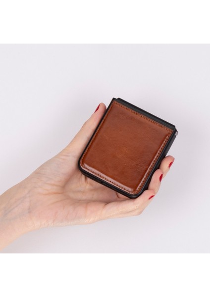 Samsung Galaxy Z Flip6 Uyumlu Deri Arka Kapak Gölgeli Taba fırsatları