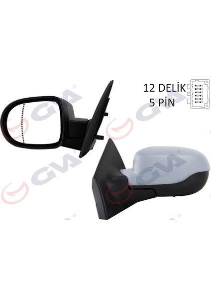 Diş Dikiz Aynasi Sol Clio 09 Elektrikli Isitmali Astarli Asferik 5 Fiş Vm-6135Ehpal 12
