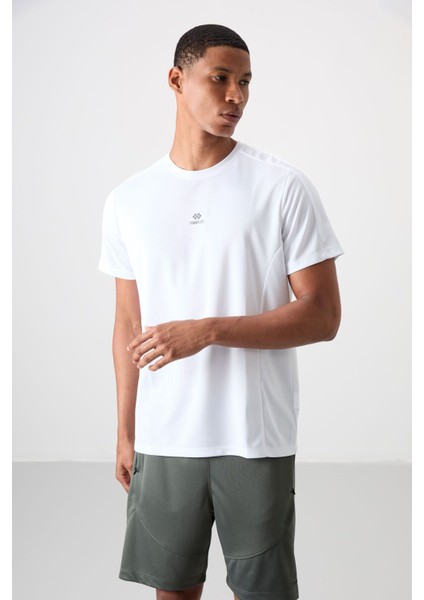 Tommy Life Beyaz Polyester Nefes Alan Dokulu Ince Esnek Standart Fit Erkek Performans T-Shirt - 88390
