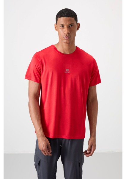 Tommy Life Kırmızı Polyester Nefes Alan Jakarlı Ince Esnek Standart Fit Erkek Performans T-Shirt - 88397