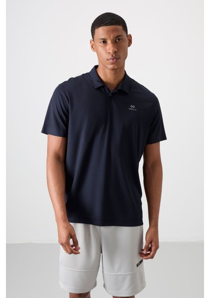 Lacivert Logo Baskılı Standart Kalıp Polo Yaka Aktif Spor Erkek T-Shirt - 88252 fırsatları