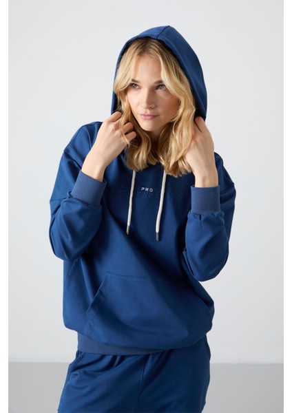 Tommy Life Parlament Kapüşonlu Kanguru Cep Oversize Lastik Paça Kadın Eşofman Takımı - 95288