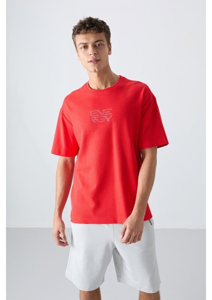 Tommy Life Fiesta Pamuklu Kalın Yüzeyi Dokulu Oversize Fit Baskılı Erkek T-Shirt - 88336