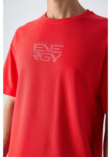 Tommy Life Fiesta Pamuklu Kalın Yüzeyi Dokulu Oversize Fit Baskılı Erkek T-Shirt - 88336