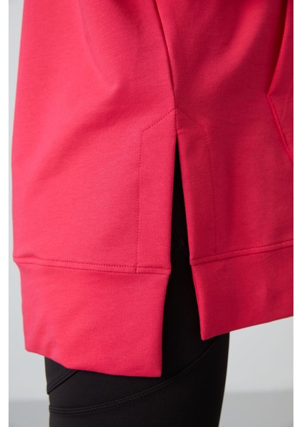 Viva Kırmızı Balon Kol Yazı Nakışlı Kadın Oversize Tunik Sweatshirt - 97163 fırsatları