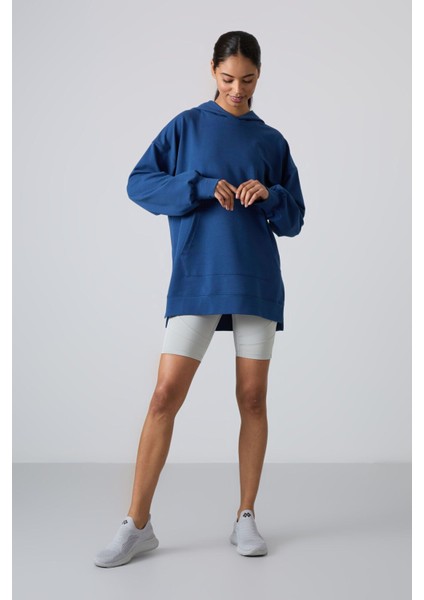Parlament Balon Kol Yazı Nakışlı Kadın Oversize Tunik Sweatshirt - 97163