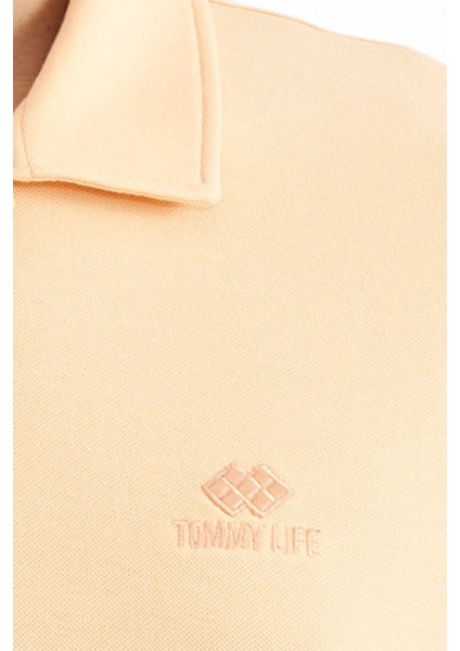 Tommy Life Tommy Life  Kavun Içi Polo Yaka Logo Nakışlı Standart Form Erkek T-Shirt - 88237