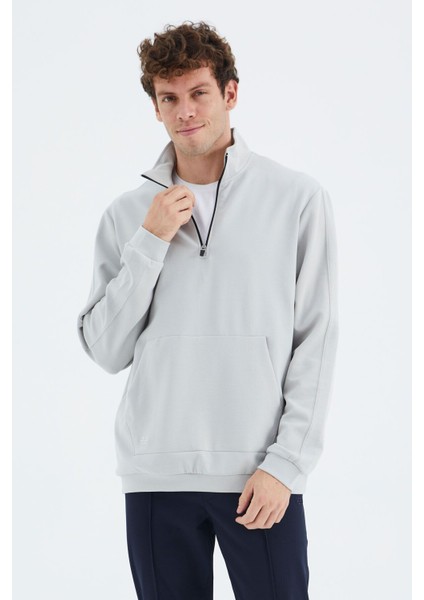 Tommy Life Taş Dik Yaka Yarım Fermuarlı Cep Detaylı Erkek Sweatshirt - 88278