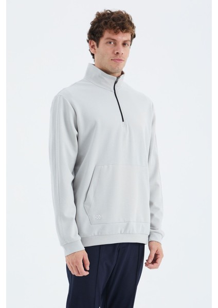 Tommy Life Taş Dik Yaka Yarım Fermuarlı Cep Detaylı Erkek Sweatshirt - 88278