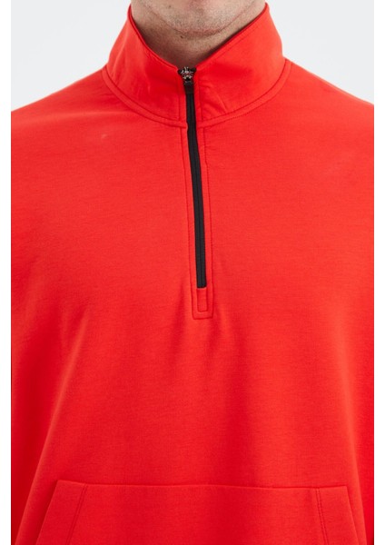 Tommy Life Fiesta Dik Yaka Yarım Fermuarlı Cep Detaylı Erkek Sweatshirt - 88278