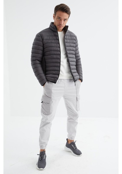 Tommy Life Antrasit Fermuarlı Standart Kalıp Soğuğa Dayanıklı Erkek Şişme Mont - 88166
