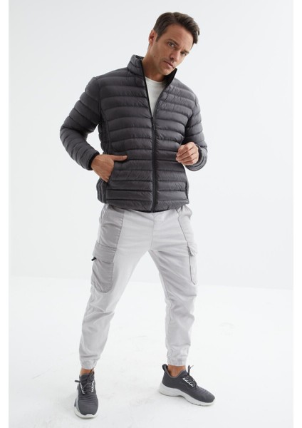Tommy Life Antrasit Fermuarlı Standart Kalıp Soğuğa Dayanıklı Erkek Şişme Mont - 88166