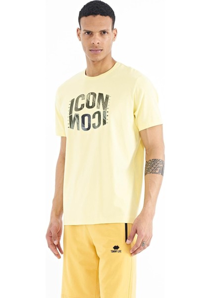 Tommy Life Sarı Yazı Baskılı O Yaka Standart Kalıp Erkek T-Shirt - 88174 fırsatları