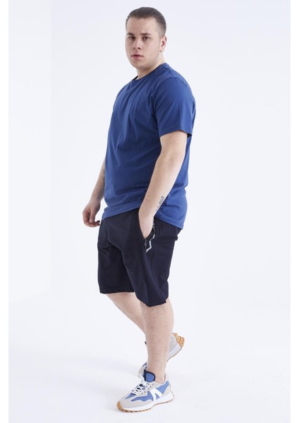 Tommy Life Indigo Basic Kısa Kol O Yaka Erkek Büyük Beden T-Shirt - 88072 fırsatları