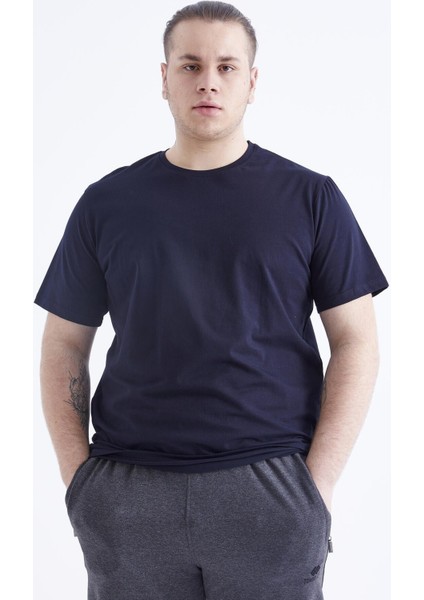 Tommy Life Lacivert Basic Kısa Kol O Yaka Erkek Büyük Beden T-Shirt - 88072