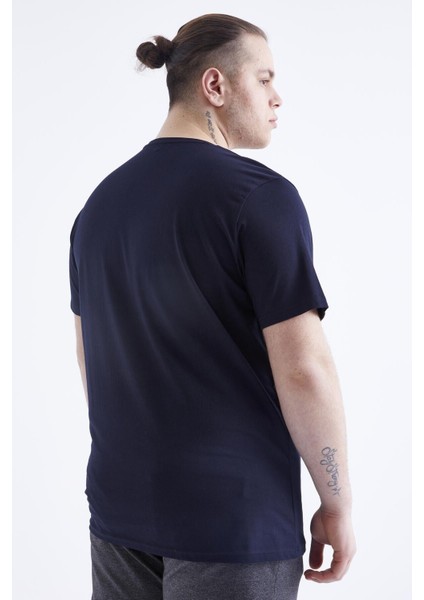 Tommy Life Lacivert Basic Kısa Kol O Yaka Erkek Büyük Beden T-Shirt - 88072