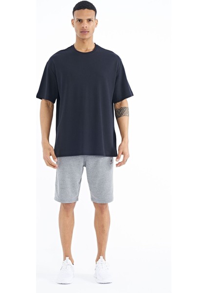 Tommy Life Lacivert Kol Arma Detaylı Basic Oversize Erkek T-Shirt - 88193