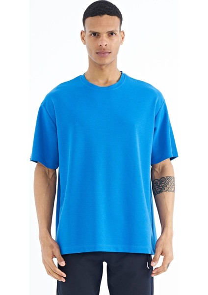 Tommy Life Saks Kol Arma Detaylı Basic Oversize Erkek T-Shirt - 88193