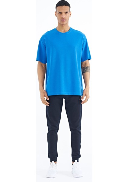 Tommy Life Saks Kol Arma Detaylı Basic Oversize Erkek T-Shirt - 88193